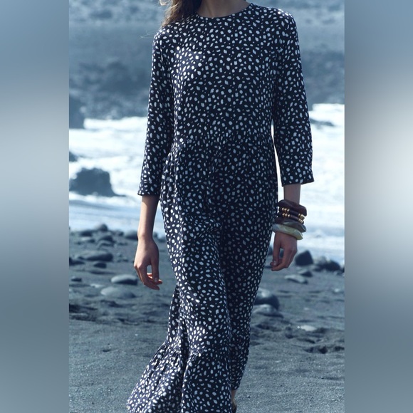 ZARA LONG PRINTED DRESS ZW COLLECTION SIZE M NWT - Picture 4 of 12